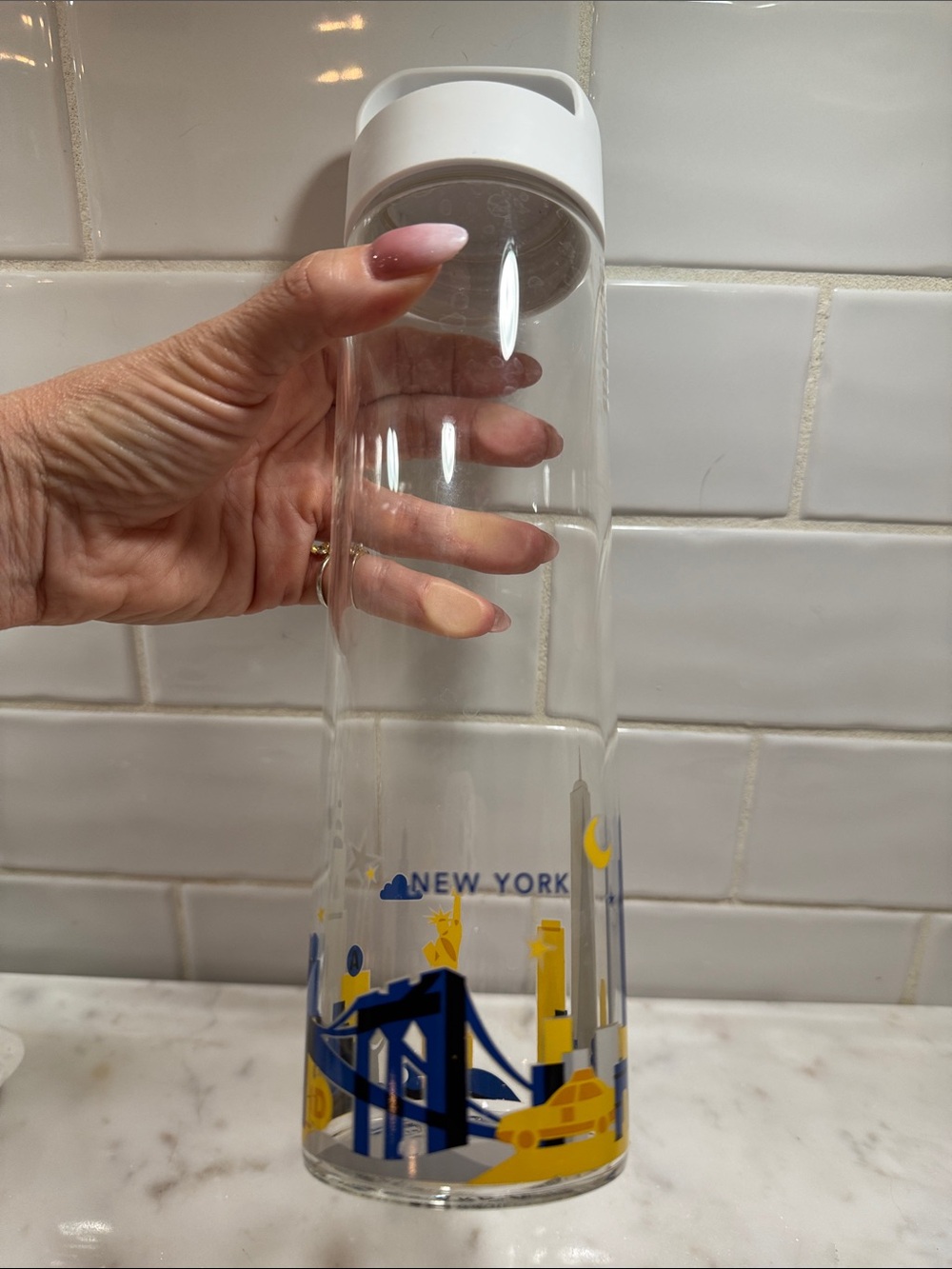 Starbucks New York “You Are Here” Glass Water Bottle | 18.5 oz | NYC Collector